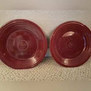 Lot of Two Fiestaware Burgundy 10.5” Dinner Plates